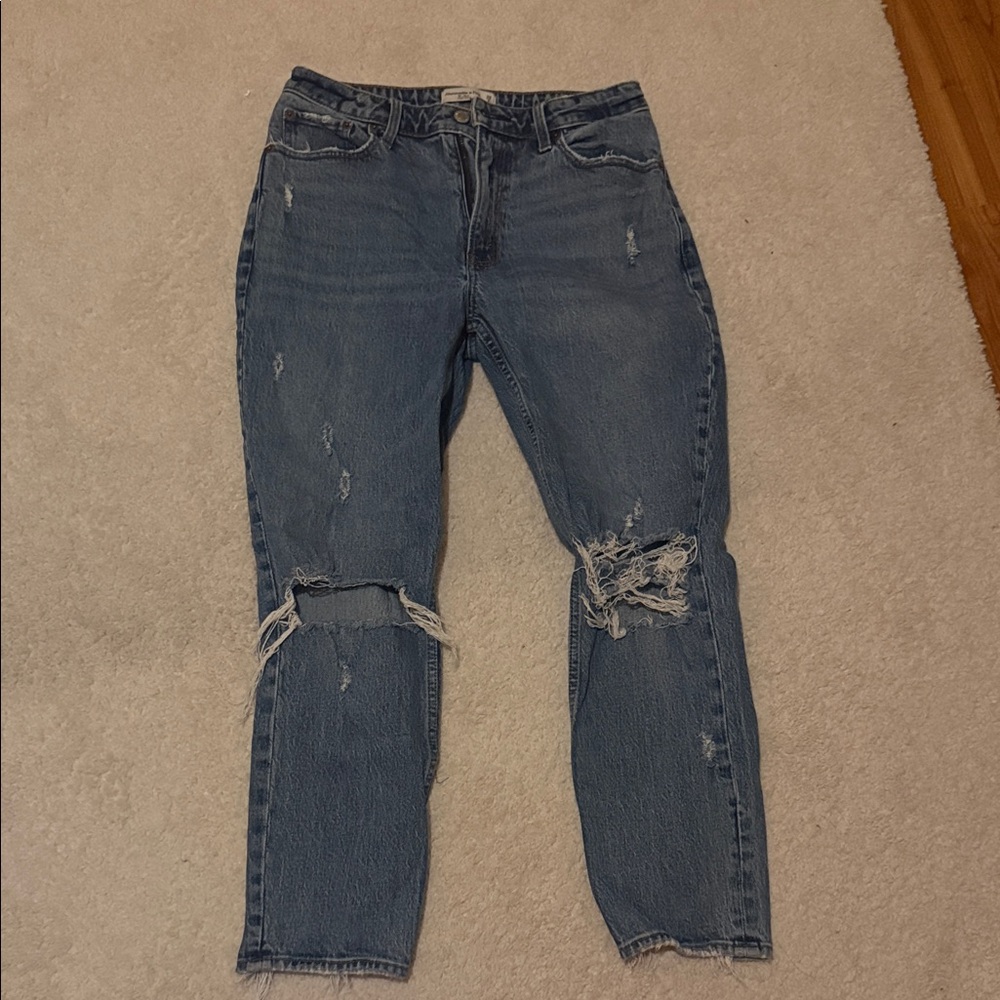 Classic Distressed High-Rise abercrombie Blue Women’s Jeans
